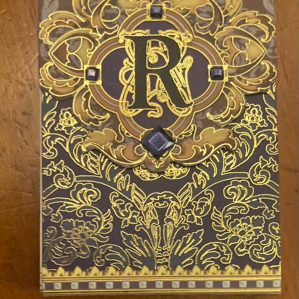 Note pad with R initial stone, medieval pattern gold black - Picture 5 of 8
